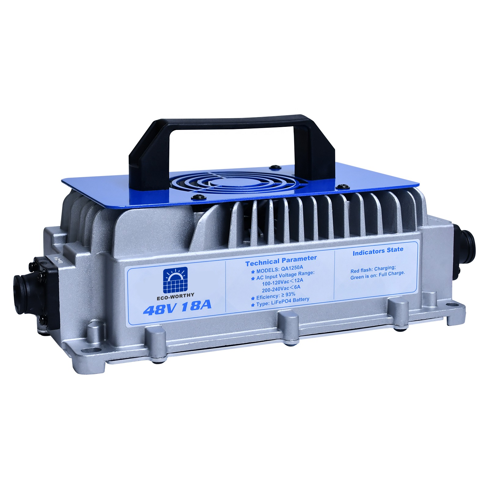 48V 18A AC-to-DC LiFePO4 Portable Battery Charger